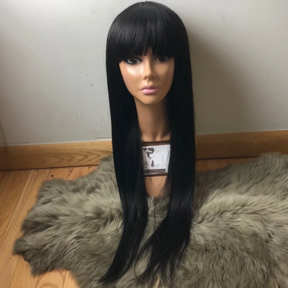 - 💫TIIA 20” HUMAN JET BLACK STRAIGHT BANG WIG *NEW*
